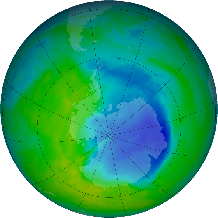Antarctic ozone map for 29 November 1993